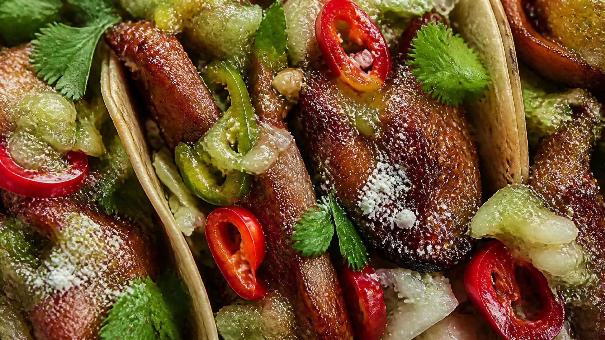 Pork Belly Tacos with Smokey Salsa and Avocado Cream